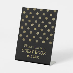 Signe De Table Mariage Pois moderne Black & Gold