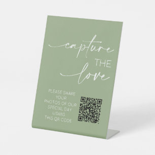 Signe De Table Mariage QR Code Photo App Télécharger Sage Green