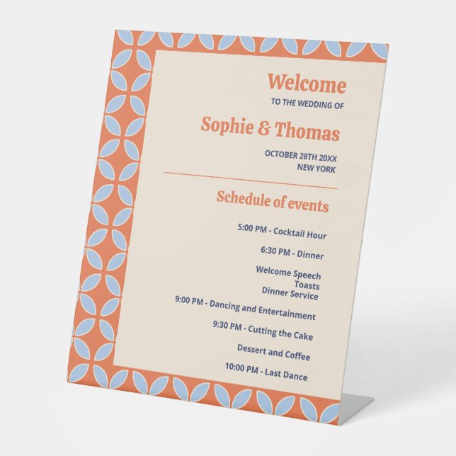 Signe De Table Mariage rétro du milieu du siècle (Recto)