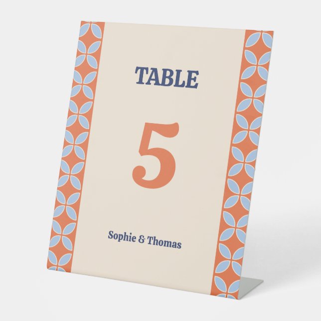 Signe De Table Mariage rétro du milieu du siècle (Recto)