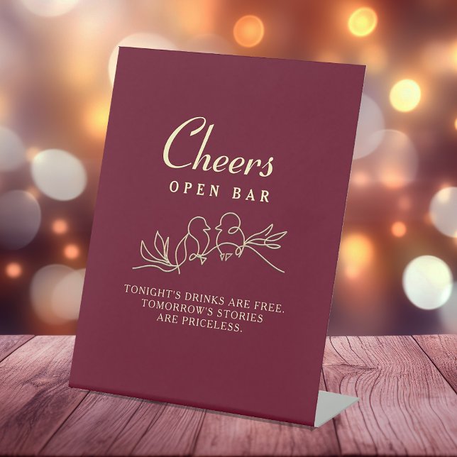 Signe De Table Mariage romantique avec bar ouvert (Créateur téléchargé)