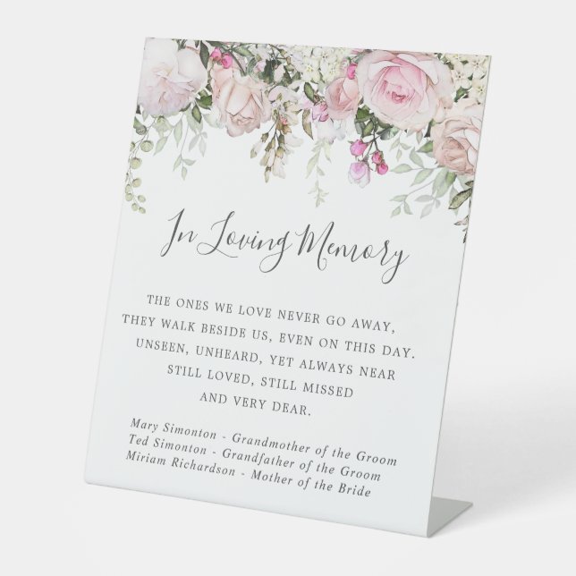 Signe De Table Mariage rose blanc floral (Recto)