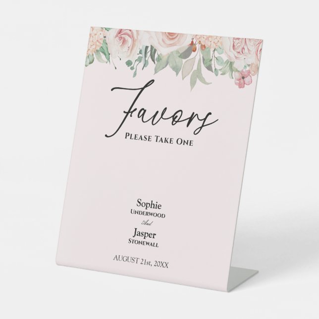 Signe De Table Mariage rose flou flush Faveurs Signal piédestal (Recto)