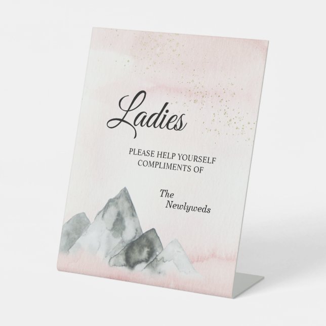 Signe De Table Mariage Rose Sunrise Mountain Dames Salle de bain (Recto)
