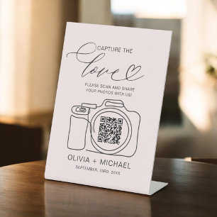 Signe De Table Mariage rose vif Capture Le Code QR d'amour