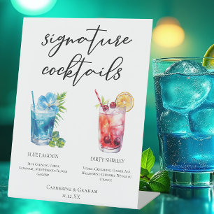 Signe De Table Mariage Rouge Bleu Signature Cocktails Menu