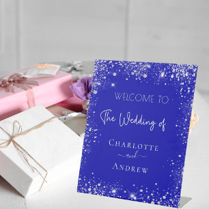 Signe De Table Mariage royal bleu argent parties scintillant bien