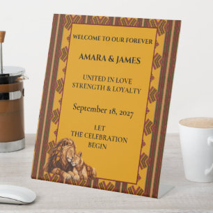 Signe De Table Mariage Royal Lion Africain - Géométrique Luxueux