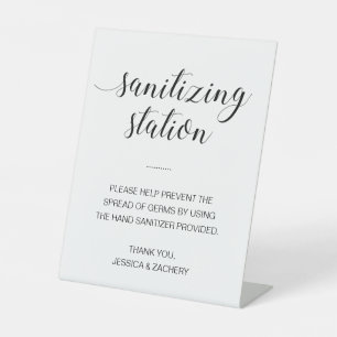 Signe De Table Mariage Sanitizer à main de la station