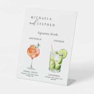 Signe De Table Mariage Signature Boissons 50+ Aquarelle Cocktails