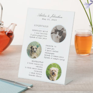 Signe De Table Mariage Signature Cocktail Menu avec trois photos