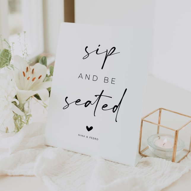 Signe De Table Mariage Sip and Be Seated (Créateur téléchargé)