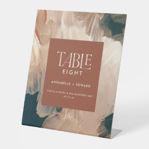 Signe De Table Mariage turquoise bohème moderne peint en terre cu