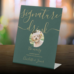 Signe De Table Mariage Vert Et Or Pet Signature Boisson