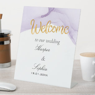 Signe De Table Mariage violet Aquarelle moderne