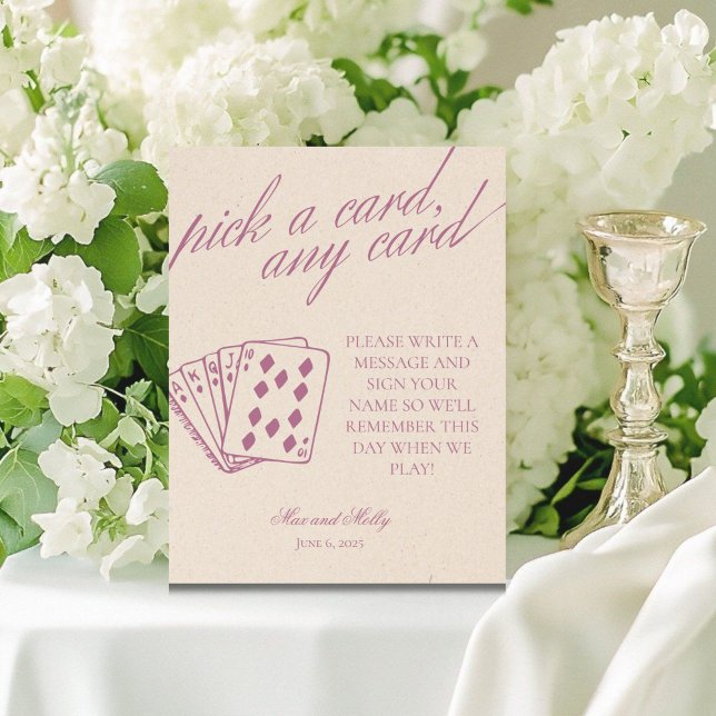 Signe De Table Mariage violet moderne Jouer aux cartes Signal de  (Add a fun touch to your wedding or event with this modern serif playing cards guest book sign!)