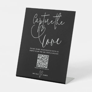 Signe De Table Mariages Noir Blanc Cœurs Modernes Capturer l'Amou