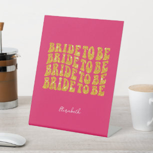 Signe De Table Mariée à être Gold Parties scintillant Texte avec