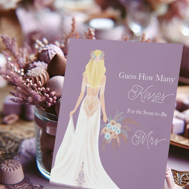Signe De Table Mariée Bohème aux Cheveux Blonds Avec Fleurs Combi (Créateur téléchargé)