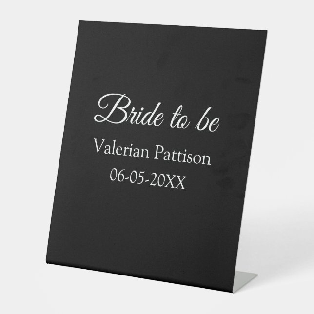 Signe De Table Mariée future nom date noir blanc enterrement de v (Recto)