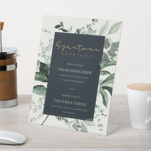 Signe De Table Marine Black Leafy Foliage Signature Boissons Cock (In SItu)