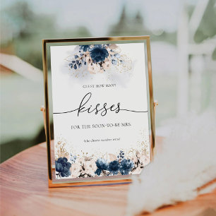 Signe De Table Marine Bleu et Dusty Rose Invité Combien de baiser