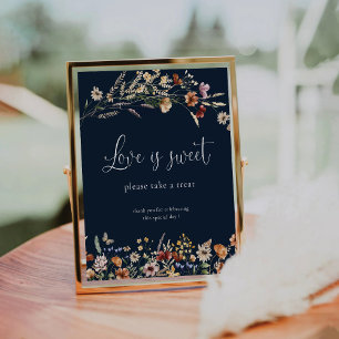 Signe De Table Marine Bleu Fleur sauvage minuscule L'amour est do