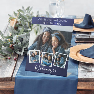 Signe De Table Marine bleu photo collage anniversaire fête bienve