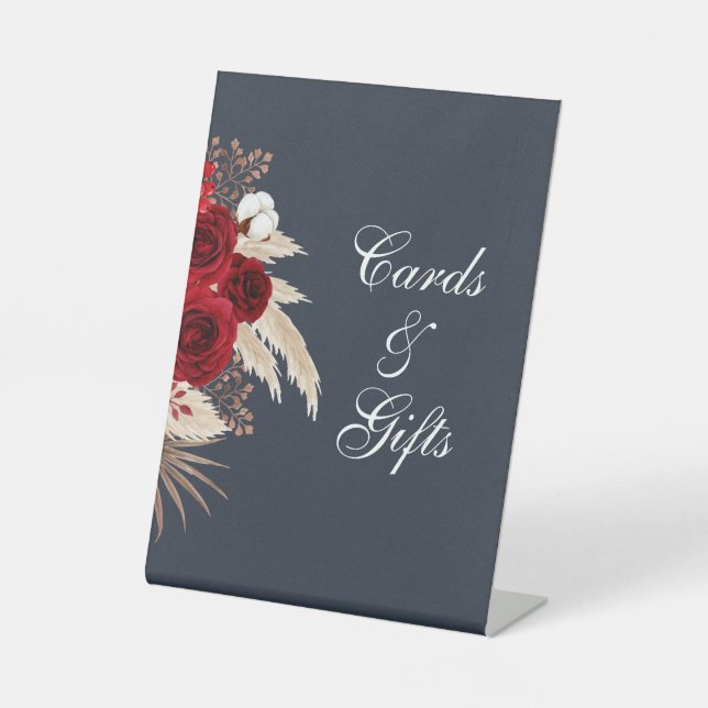 Signe De Table Marine Rose Bourgogne et Pampas Grass (Recto)