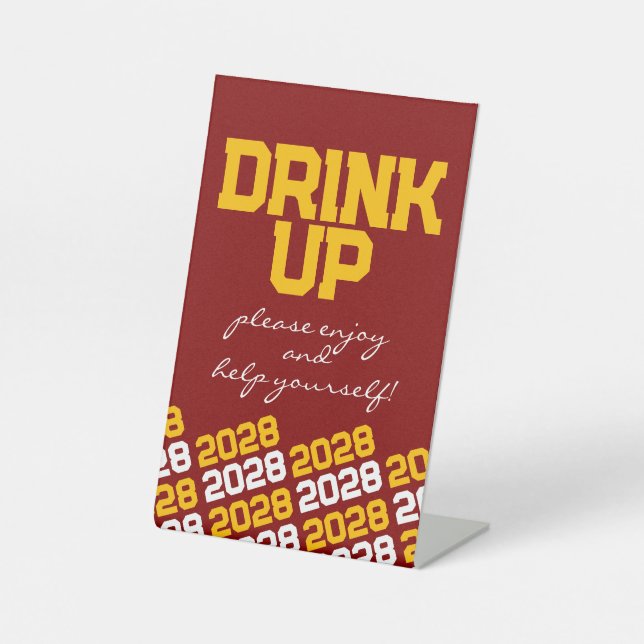 Signe De Table Maroon & Gold Yellow Drink Table Graduation (Recto)