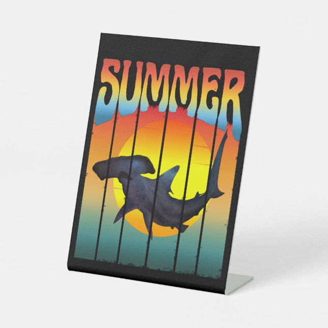 SIGNE DE TABLE MARTEAU DE REQUIN D'ÉTÉ COUCHER DE SOLEIL (Recto)