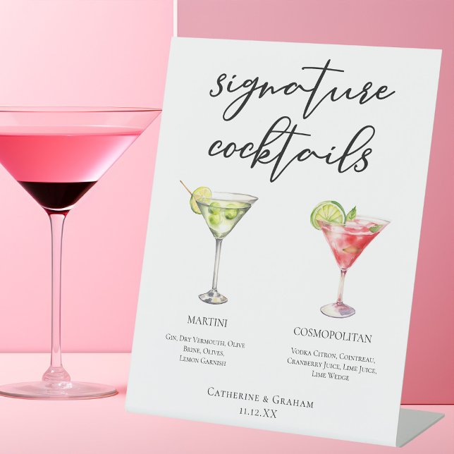 Signe De Table Martini Cosmopolitan Signature Cocktails Menu (Créateur téléchargé)
