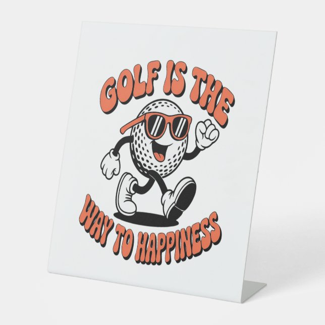 Signe De Table Mascotte de balle de golf joyeuse (Recto)