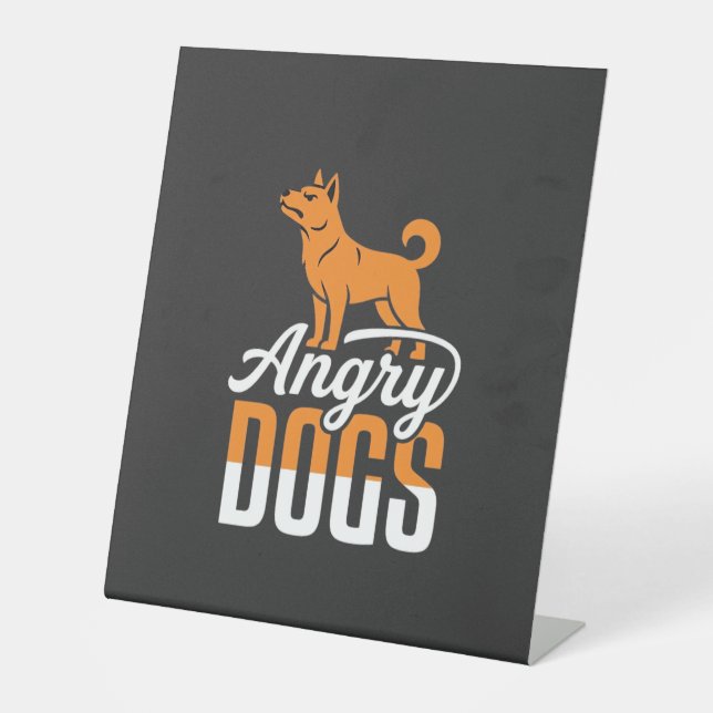 Signe De Table Mascotte Vectorielle Chiens En Colère (Recto)