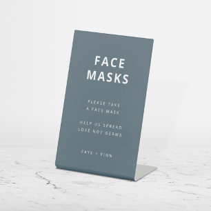 Signe De Table Masques de visage Covid Safety Blue Scandi Maria
