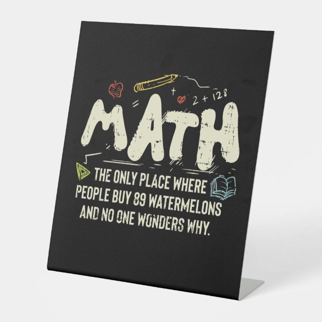 Signe De Table Mathématiques Cadeau de professeur de mathématique (Recto)
