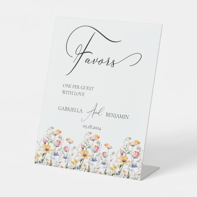 Signe De Table Meadow Fleur sauvage Favoriser le tableau Mariage (Recto)