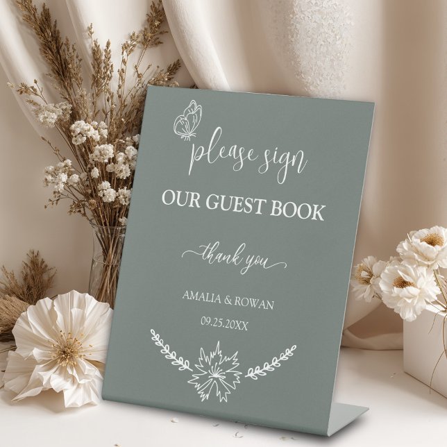 Signe De Table Meadow Flowers Mariage livre d'invité (Créateur téléchargé)