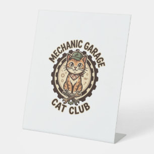 Signe De Table Mécanicien Garage Chat POD Vector Art - Mécanicien