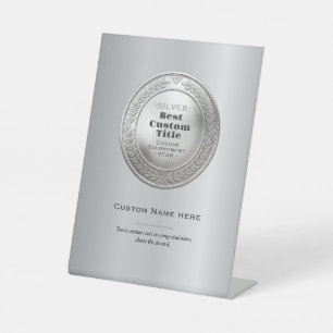 Signe De Table Médaille personnalisable argent réaliste 3D