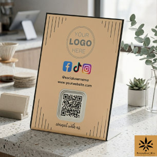 Signe De Table Médias Sociaux Modernes   Instagram Facebook Code 