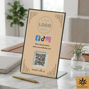 Signe De Table Médias Sociaux Modernes   Instagram Facebook Code 