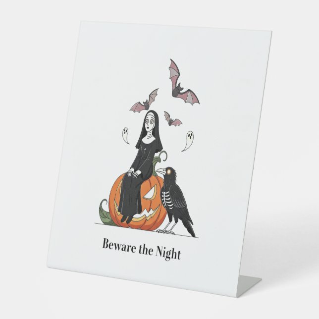 Signe De Table Méfiez-vous de la Nuit Éffrayante (Recto)