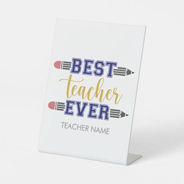 Signe De Table Meilleur enseignant personnalisé jamais - Cadeau C (Recto)