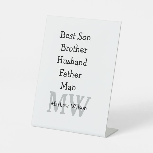 Signe De Table Meilleur homme fils mari papa cite ajouter un nom  (Recto)