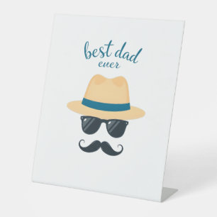 Signe De Table Meilleur papa jamais Fedora, lunettes de soleil et