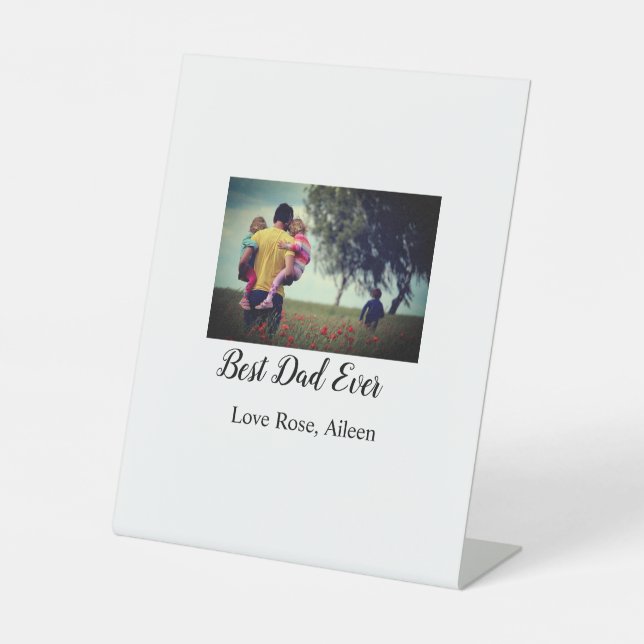 Signe De Table Meilleur papa jamais fête des pères fils fille pap (Recto)