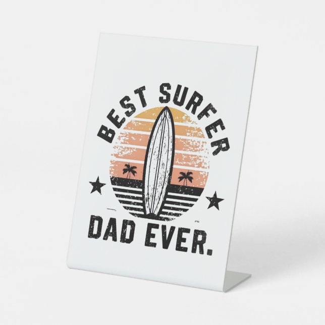 Signe De Table Meilleur papa surfeur jamais (Recto)