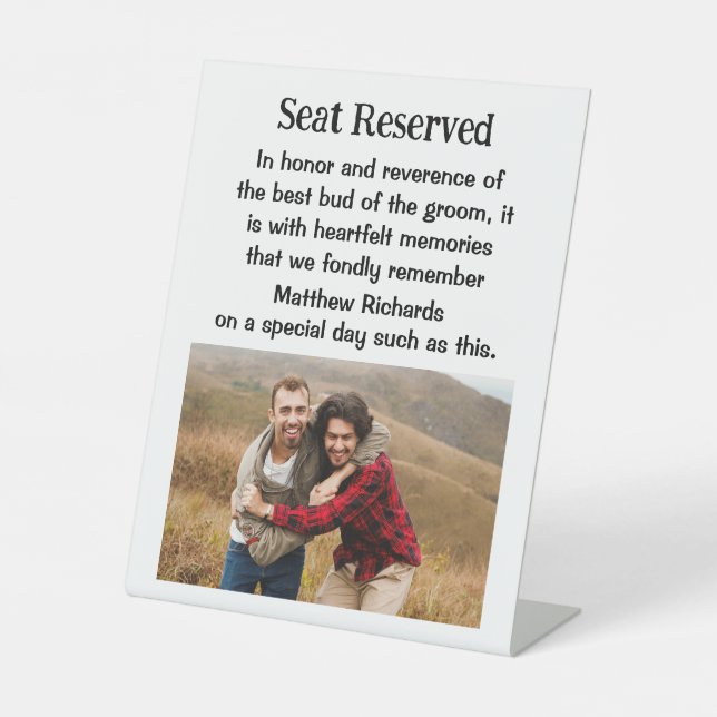 Signe De Table Meilleur Pote du Mari Plaque de Mariage Mémorial (Recto)