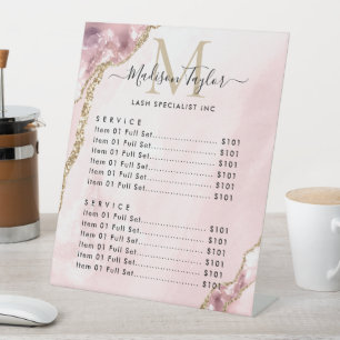 Signe De Table Mélange Blush Rose or Parties scintillant Agate Ma